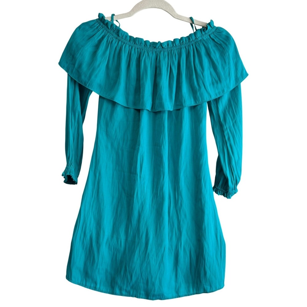 Lilly Pulitzer Dee Dee Resort Dress Womens XXS Malachite Teal Off Shoulder Beach